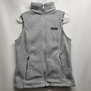 Columbia Fleece Vest Men’s Small Gray Full Zip 100% Polyester Vietnam RN69724